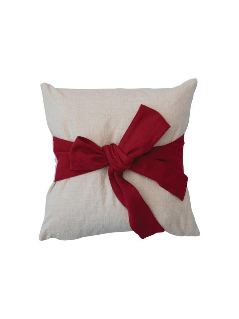 Cream Red Bow Pillow