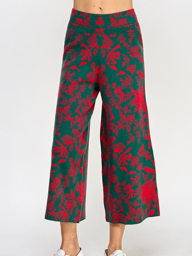 Green/Red Jacquard Pants