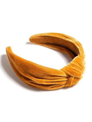 Velvet Knotted Headband - Gold
