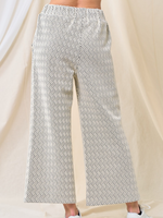 Easy Textured Crop Pant - Cream/Grey