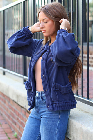The Collins Knit Cardi Jacket Navy