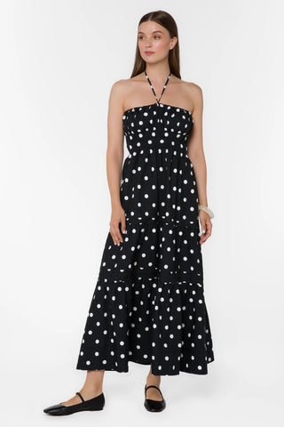 Amadea Black Polka Dot Dress