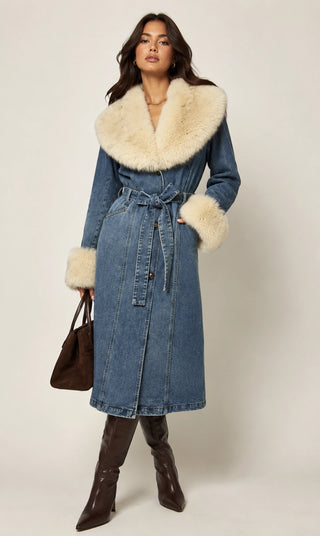 Aspen Denim Fur Coat