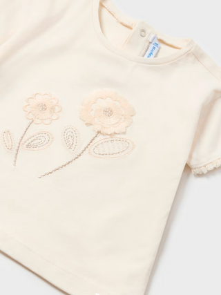 Beige Embroidered Flower Top