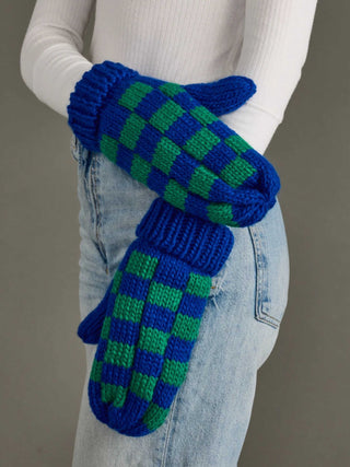 Blue and Green Checkered Mittens