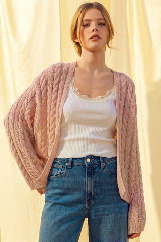 Cable Knitted Cardi Pink