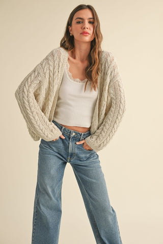 Cable Knitted Cardi Stone