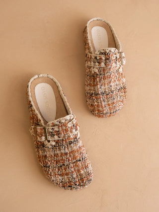 Chai Tweed Buckle Mule