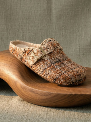 Chai Tweed Buckle Mule
