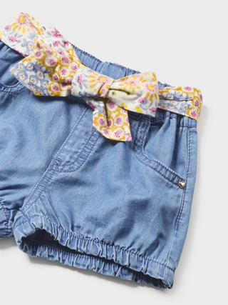 Denim Shorts w/ Floral Belt