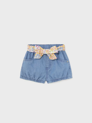 Denim Shorts w/ Floral Belt