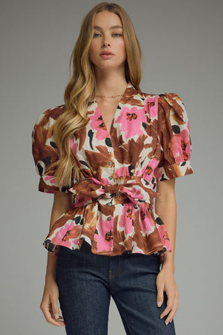 Emery Brown Floral Top