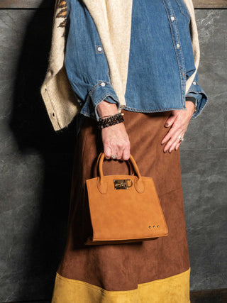 Faux Suede Flare Midi Skirt