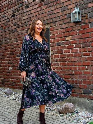 Floral Midi Dress Black Multi