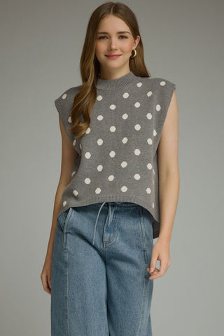 Grey Polka Dot Sweater Vest