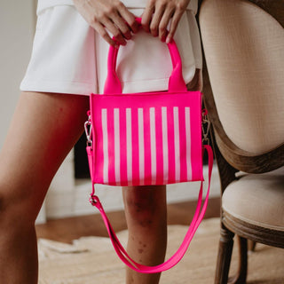 Hot Pink Striped Mini Tote