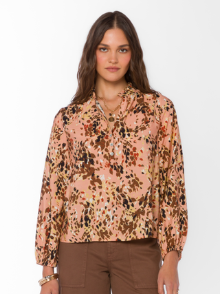 Jenna Coral Leopard Blouse