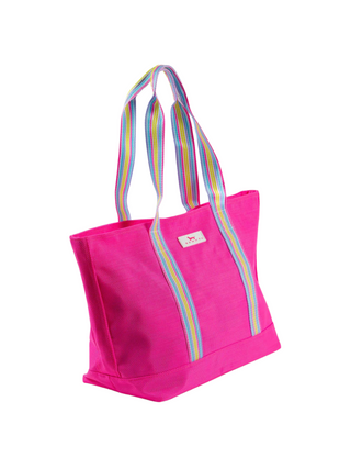 Large Woven Tote - Neon Pink