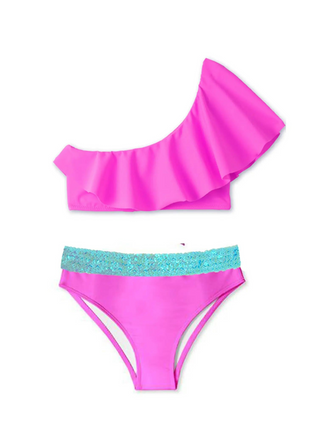 Neon Pink Sequin 2pc Bikini