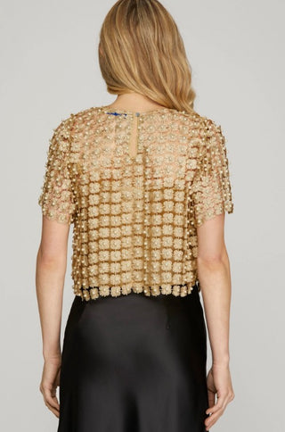 Party All Night Pearl Top - Gold