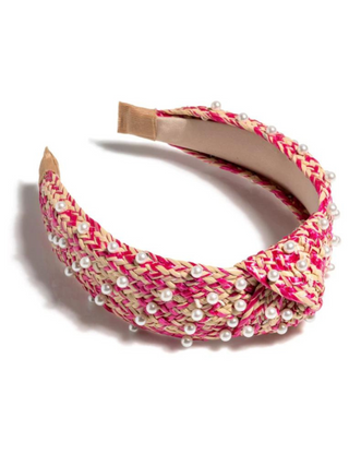 Pearl Knotted Headband - Pink