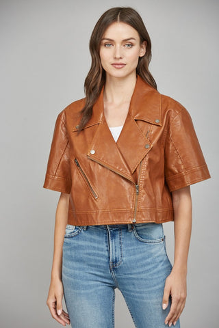 Sassy Cognac Leather Jacket