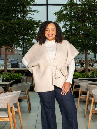 Sleeveless Knitted Cardi Cream