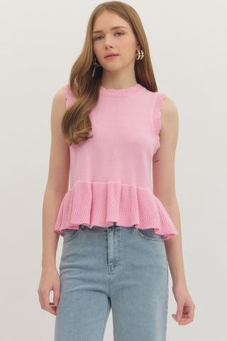 Top Tier Peplum Sweater Tank