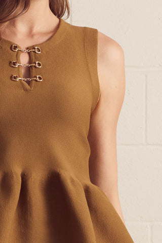 Tori Toffee Peplum Tank