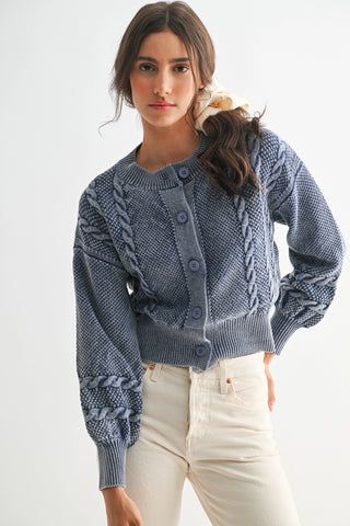 Washed Blend Blue Cardigan