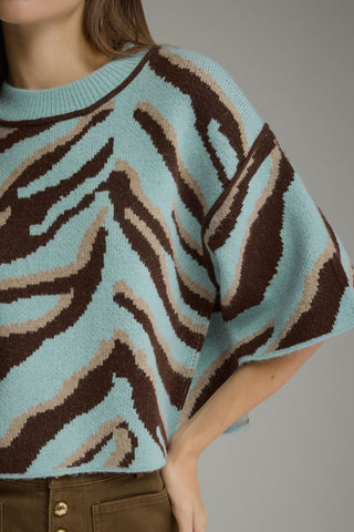 Wild Child Pattern Blue Sweater
