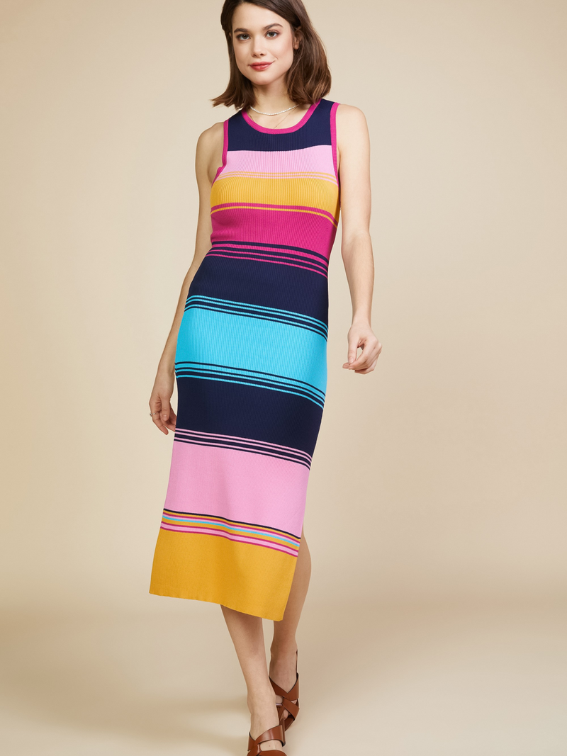 Rainbow Stripe Knit Dress